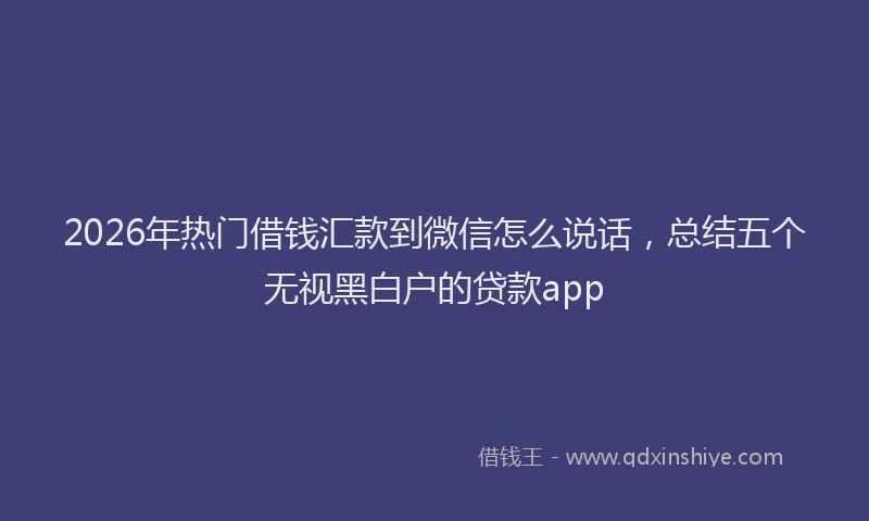 2026年热门借钱汇款到微信怎么说话，总结五个无视黑白户的贷款app