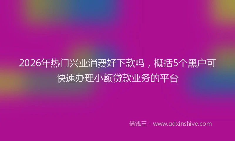2026年热门兴业消费好下款吗，概括5个黑户可快速办理小额贷款业务的平台