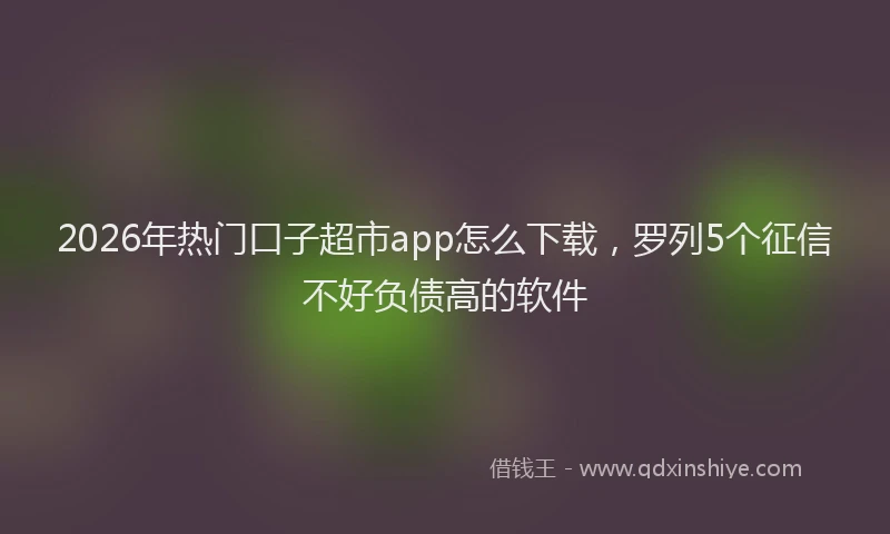 2026年热门口子超市app怎么下载，罗列5个征信不好负债高的软件