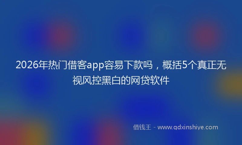 2026年热门借客app容易下款吗，概括5个真正无视风控黑白的网贷软件