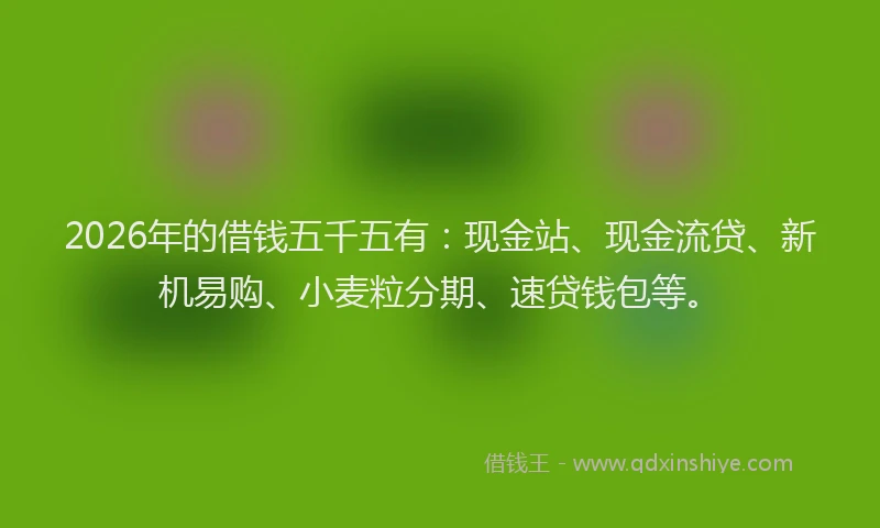 2026年的借钱五千五有：现金站、现金流贷、新机易购、小麦粒分期、速贷钱包等。