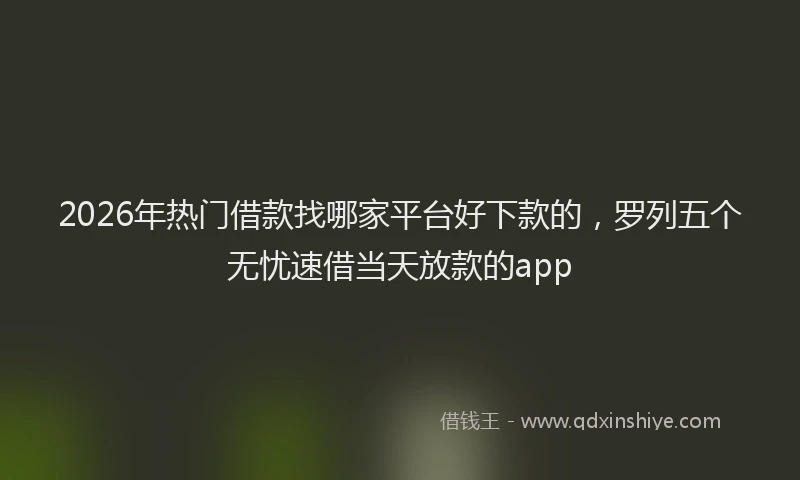 2026年热门借款找哪家平台好下款的，罗列五个无忧速借当天放款的app