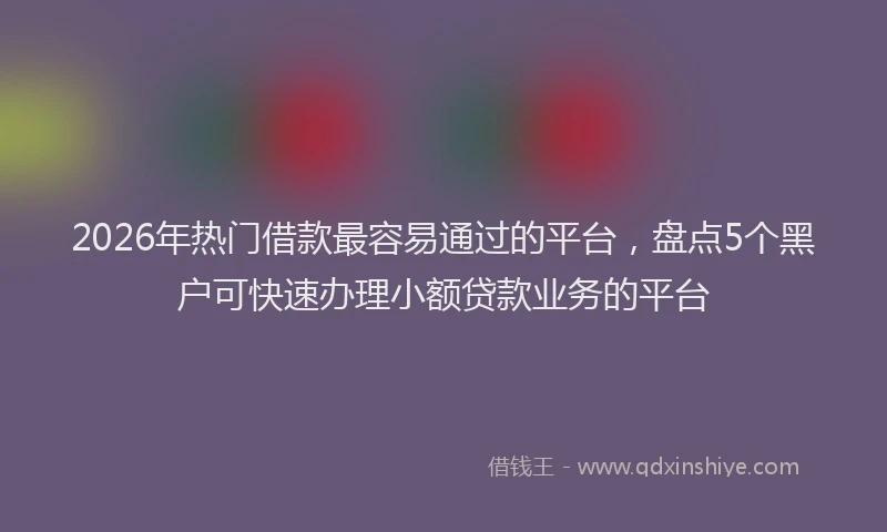2026年热门借款最容易通过的平台，盘点5个黑户可快速办理小额贷款业务的平台