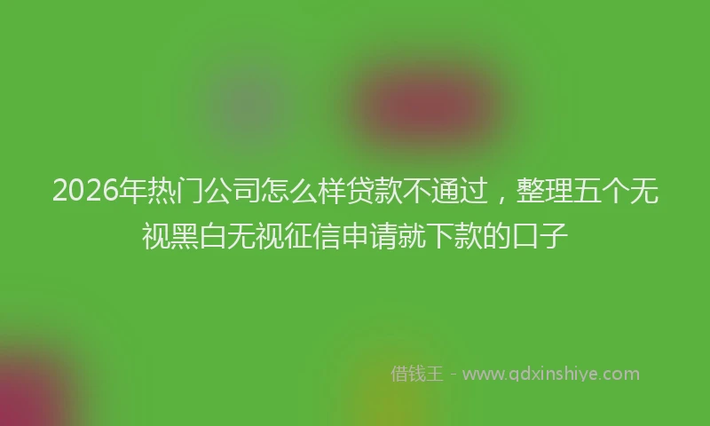 2026年热门公司怎么样贷款不通过，整理五个无视黑白无视征信申请就下款的口子