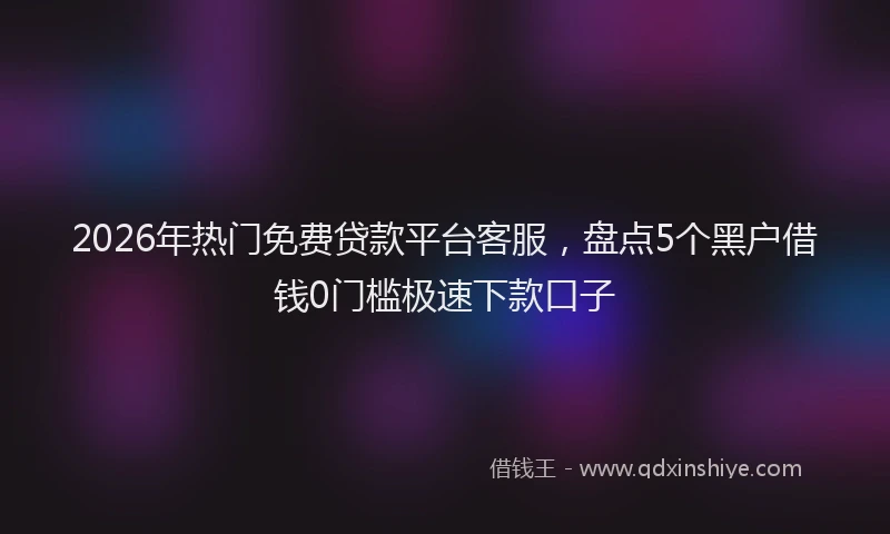 2026年热门免费贷款平台客服，盘点5个黑户借钱0门槛极速下款口子