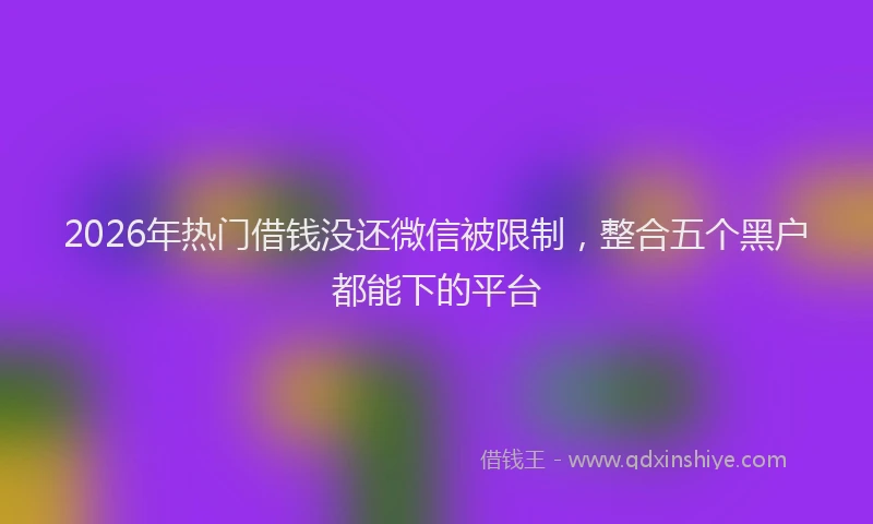 2026年热门借钱没还微信被限制，整合五个黑户都能下的平台
