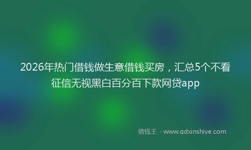 2026年热门借钱做生意借钱买房，汇总5个不看征信无视黑白百分百下款网贷app