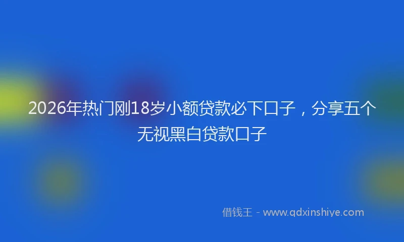 2026年热门刚18岁小额贷款必下口子，分享五个无视黑白贷款口子