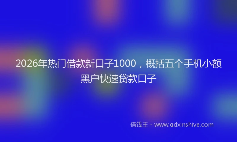 2026年热门借款新口子1000，概括五个手机小额黑户快速贷款口子