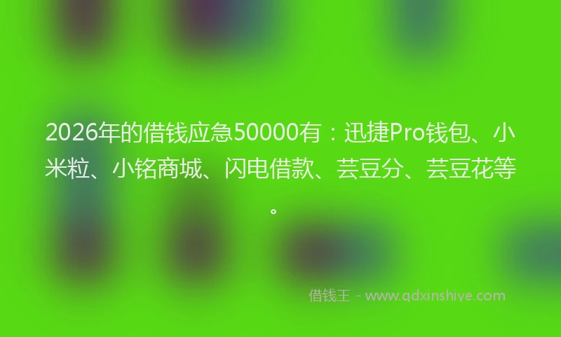 2026年的借钱应急50000有：迅捷Pro钱包、小米粒、小铭商城、闪电借款、芸豆分、芸豆花等。