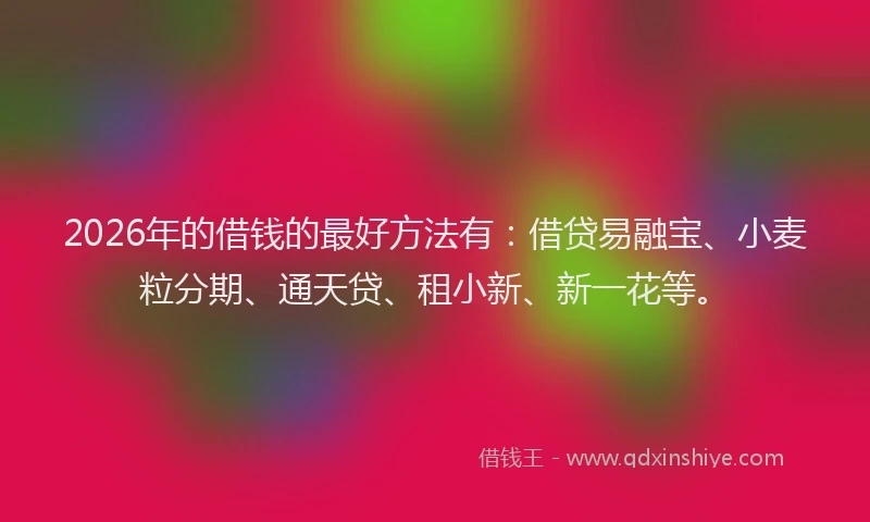 2026年的借钱的最好方法有：借贷易融宝、小麦粒分期、通天贷、租小新、新一花等。