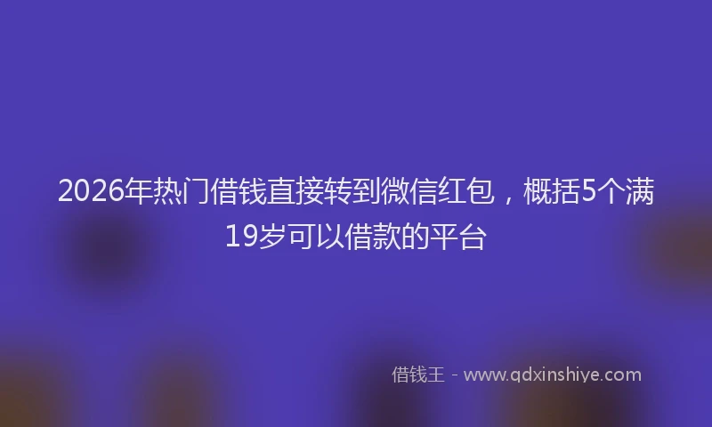 2026年热门借钱直接转到微信红包，概括5个满19岁可以借款的平台