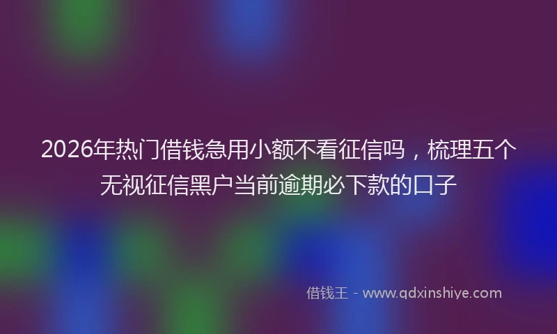 2026年热门借钱急用小额不看征信吗，梳理五个无视征信黑户当前逾期必下款的口子