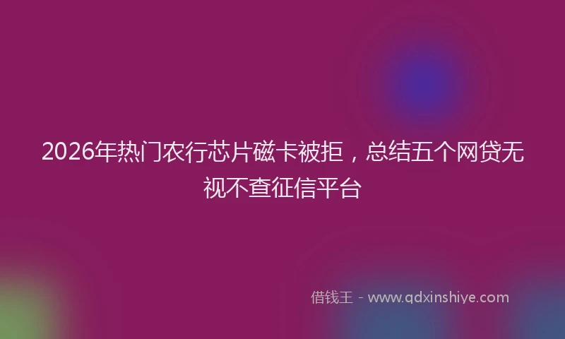 2026年热门农行芯片磁卡被拒，总结五个网贷无视不查征信平台