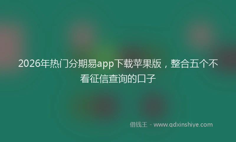 2026年热门分期易app下载苹果版，整合五个不看征信查询的口子