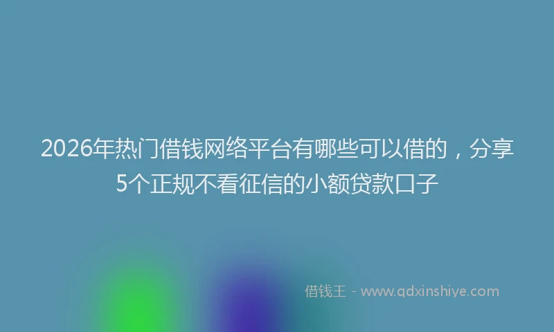2026年热门借钱网络平台有哪些可以借的，分享5个正规不看征信的小额贷款口子