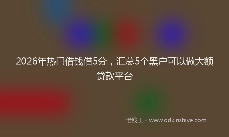 2026年热门借钱借5分，汇总5个黑户可以做大额贷款平台