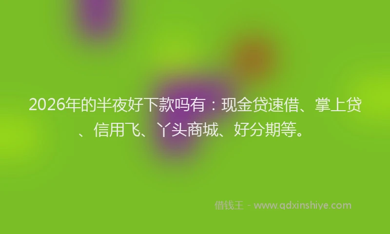 2026年的半夜好下款吗有：现金贷速借、掌上贷、信用飞、丫头商城、好分期等。