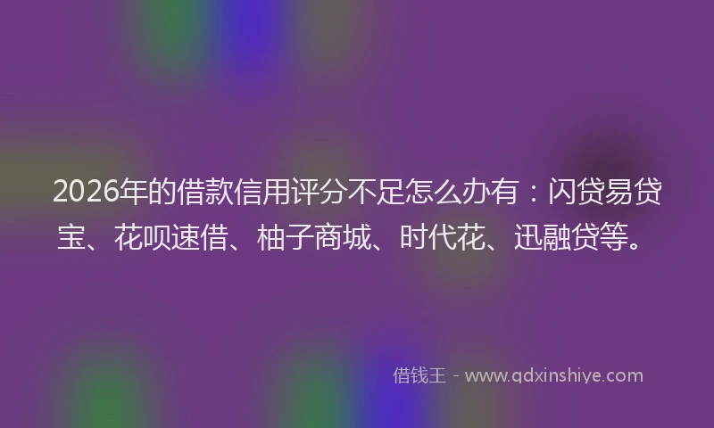 2026年的借款信用评分不足怎么办有：闪贷易贷宝、花呗速借、柚子商城、时代花、迅融贷等。