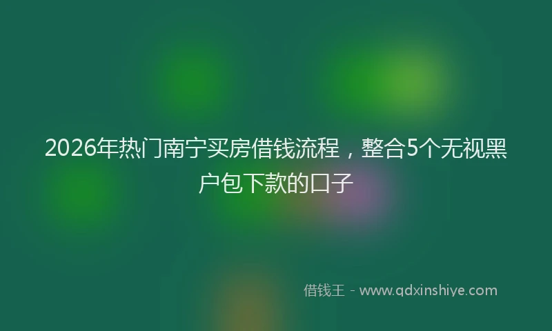 2026年热门南宁买房借钱流程，整合5个无视黑户包下款的口子