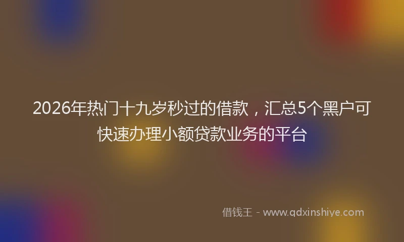 2026年热门十九岁秒过的借款，汇总5个黑户可快速办理小额贷款业务的平台