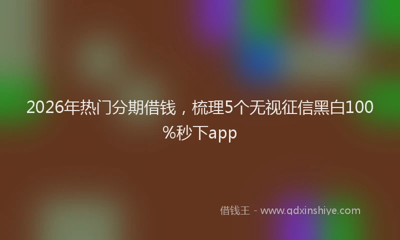 2026年热门分期借钱，梳理5个无视征信黑白100%秒下app