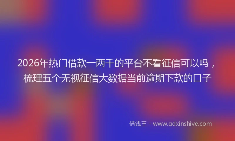 2026年热门借款一两千的平台不看征信可以吗，梳理五个无视征信大数据当前逾期下款的口子