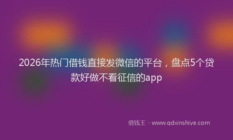 2026年热门借钱直接发微信的平台，盘点5个贷款好做不看征信的app
