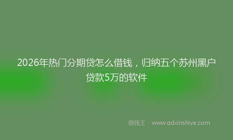 2026年热门分期贷怎么借钱，归纳五个苏州黑户贷款5万的软件