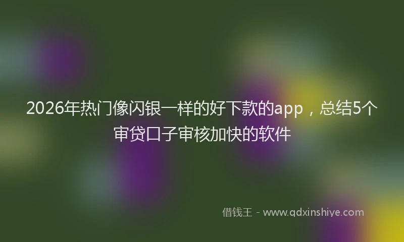 2026年热门像闪银一样的好下款的app，总结5个审贷口子审核加快的软件