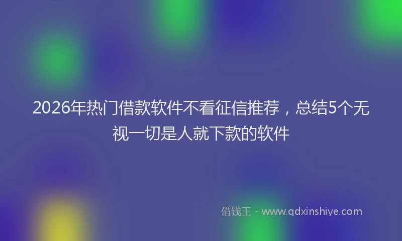 2026年热门借款软件不看征信推荐，总结5个无视一切是人就下款的软件