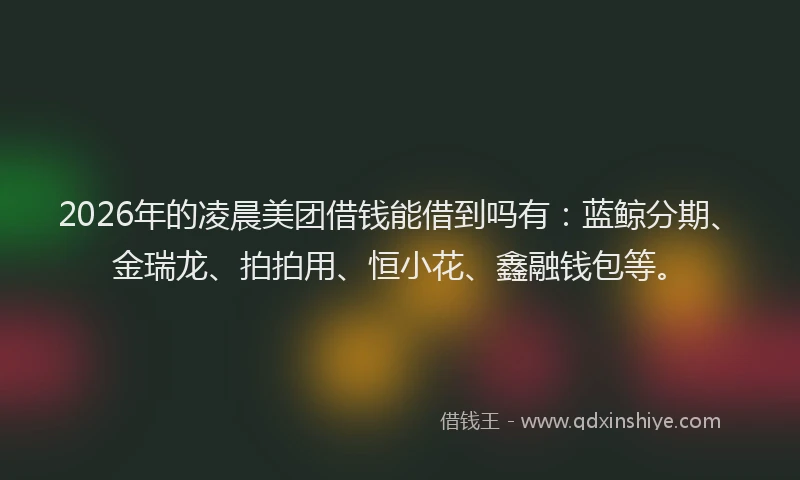 2026年的凌晨美团借钱能借到吗有：蓝鲸分期、金瑞龙、拍拍用、恒小花、鑫融钱包等。