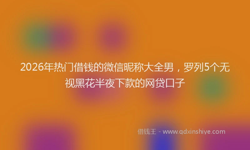 2026年热门借钱的微信昵称大全男，罗列5个无视黑花半夜下款的网贷口子