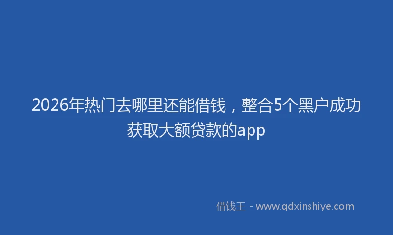2026年热门去哪里还能借钱，整合5个黑户成功获取大额贷款的app