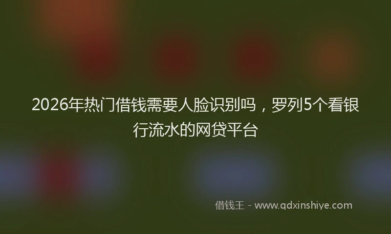 2026年热门借钱需要人脸识别吗，罗列5个看银行流水的网贷平台