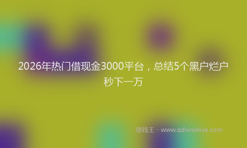 2026年热门借现金3000平台，总结5个黑户烂户秒下一万