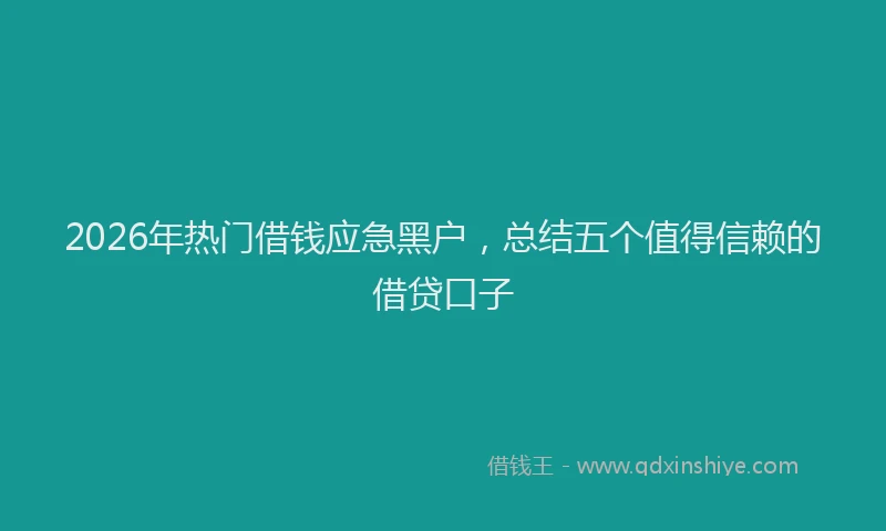 2026年热门借钱应急黑户，总结五个值得信赖的借贷口子