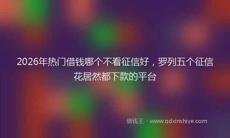 2026年热门借钱哪个不看征信好，罗列五个征信花居然都下款的平台