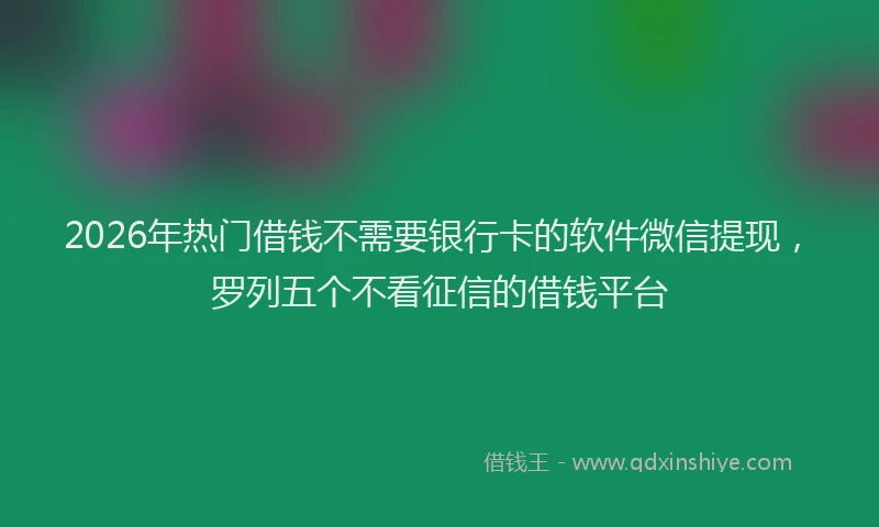 2026年热门借钱不需要银行卡的软件微信提现，罗列五个不看征信的借钱平台