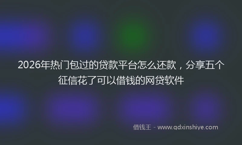 2026年热门包过的贷款平台怎么还款，分享五个征信花了可以借钱的网贷软件