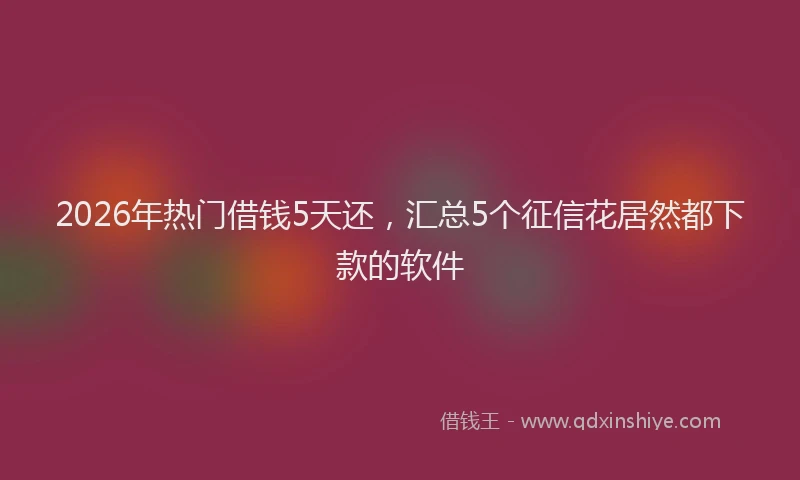 2026年热门借钱5天还，汇总5个征信花居然都下款的软件