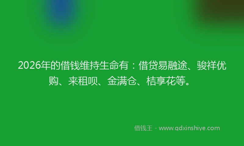 2026年的借钱维持生命有：借贷易融途、骏祥优购、来租呗、金满仓、桔享花等。