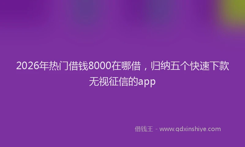 2026年热门借钱8000在哪借，归纳五个快速下款无视征信的app