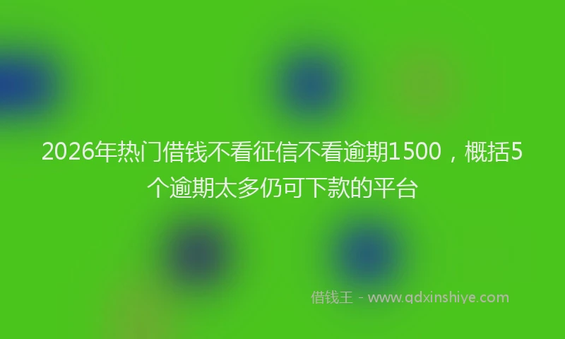 2026年热门借钱不看征信不看逾期1500，概括5个逾期太多仍可下款的平台