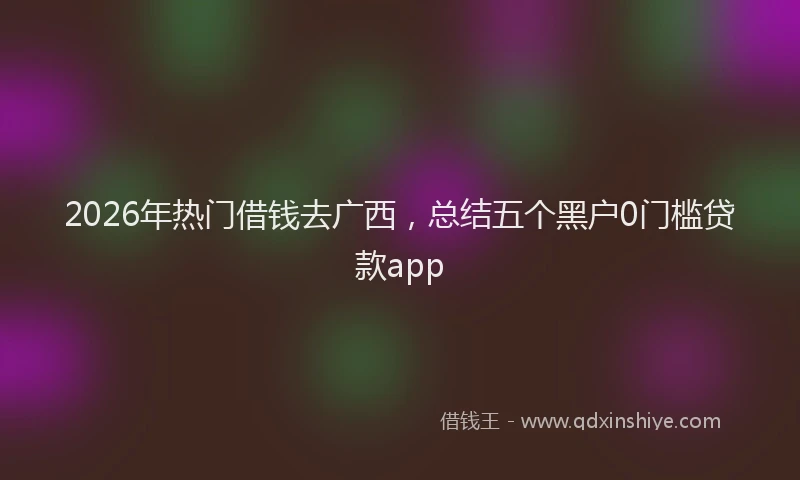 2026年热门借钱去广西，总结五个黑户0门槛贷款app