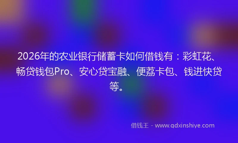 2026年的农业银行储蓄卡如何借钱有：彩虹花、畅贷钱包Pro、安心贷宝融、便荔卡包、钱进快贷等。