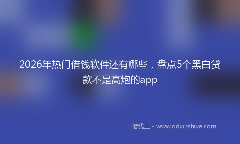 2026年热门借钱软件还有哪些，盘点5个黑白贷款不是高炮的app