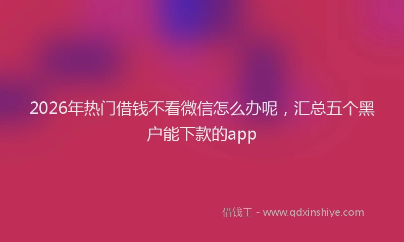 2026年热门借钱不看微信怎么办呢，汇总五个黑户能下款的app