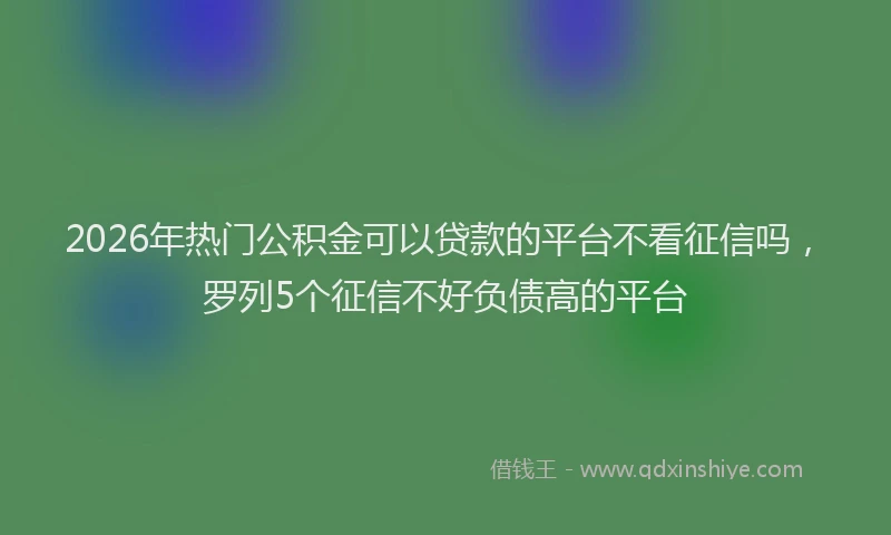 2026年热门公积金可以贷款的平台不看征信吗，罗列5个征信不好负债高的平台