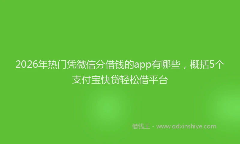 2026年热门凭微信分借钱的app有哪些，概括5个支付宝快贷轻松借平台